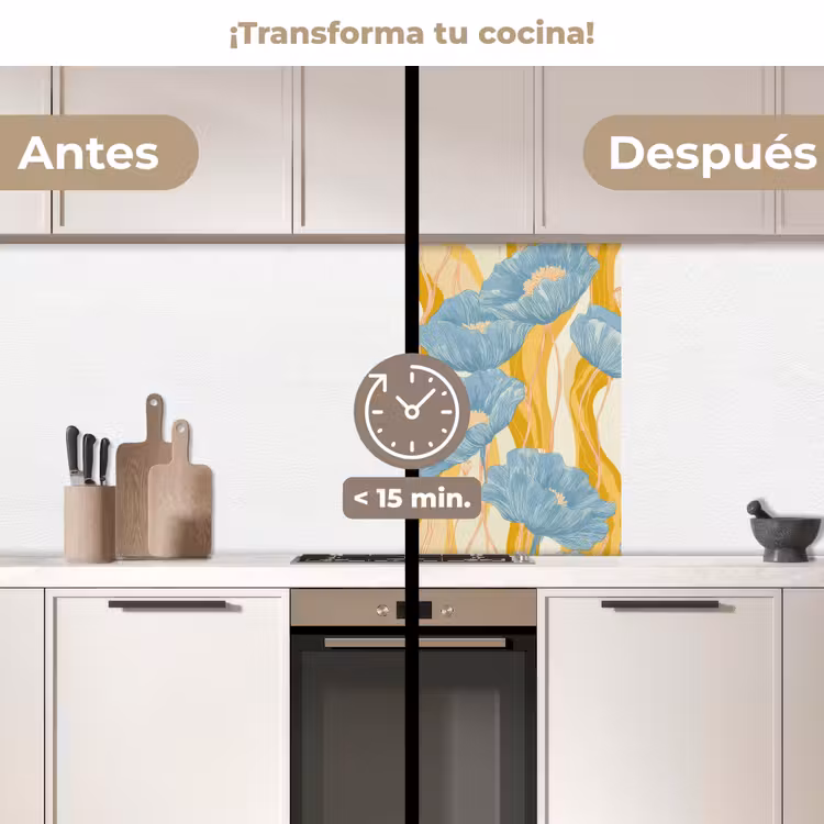 Revestimiento cocina - Amapolas - Botánico - Azul — 2
