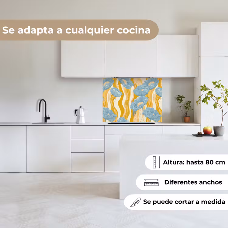 Revestimiento cocina - Amapolas - Botánico - Azul — 6