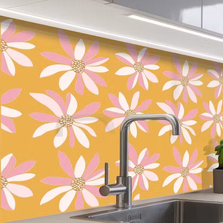 Revestimiento cocina - Flores - Modernas - Amarillas — 1