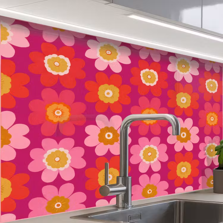 Revestimiento cocina - Flores - Retro - Colorido — 1