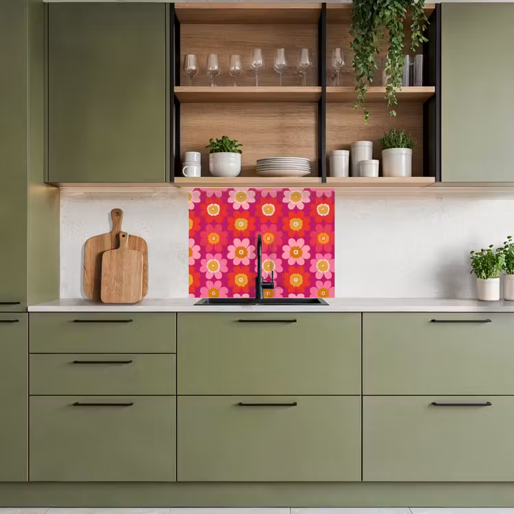 Revestimiento cocina - Flores - Retro - Colorido — 7