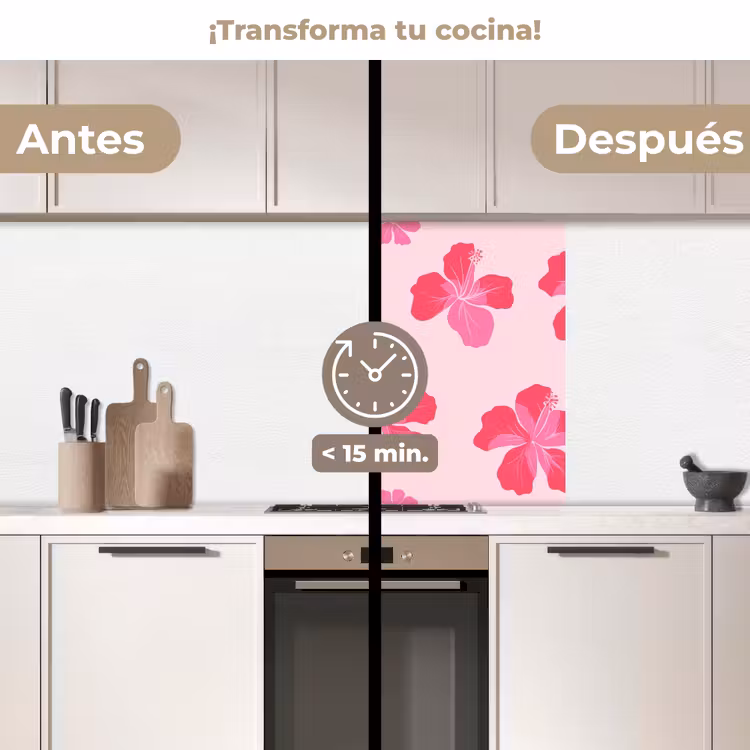 Revestimiento cocina - Hibiscus - Flores - Rosa — 2