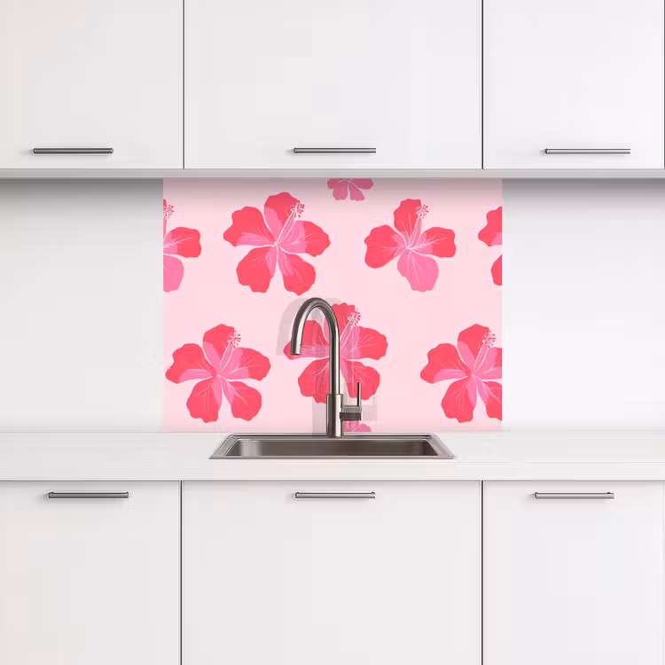 Revestimiento cocina - Hibiscus - Flores - Rosa — 3