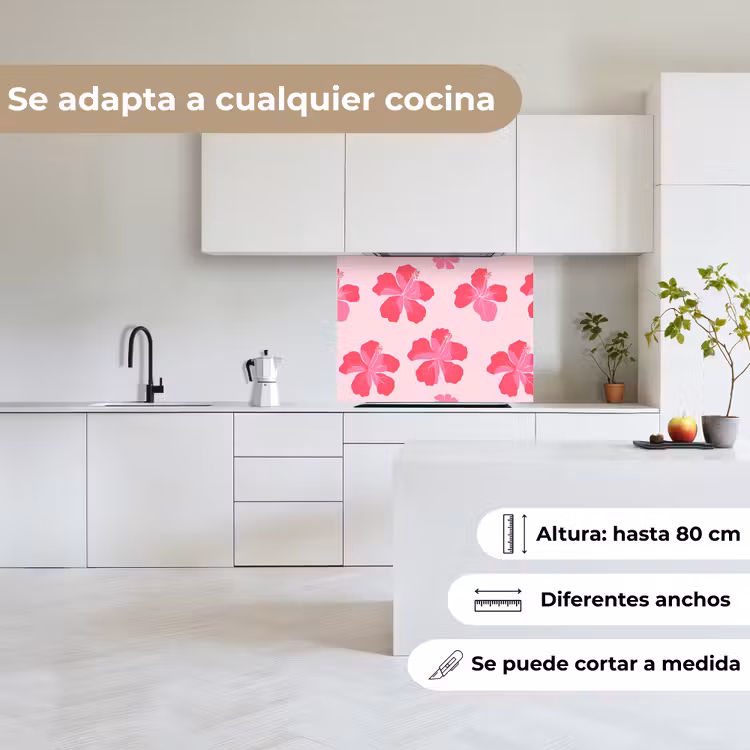 Revestimiento cocina - Hibiscus - Flores - Rosa — 6