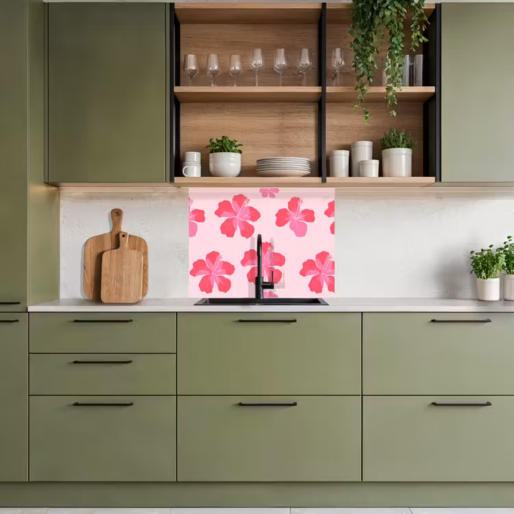 Revestimiento cocina - Hibiscus - Flores - Rosa — 7