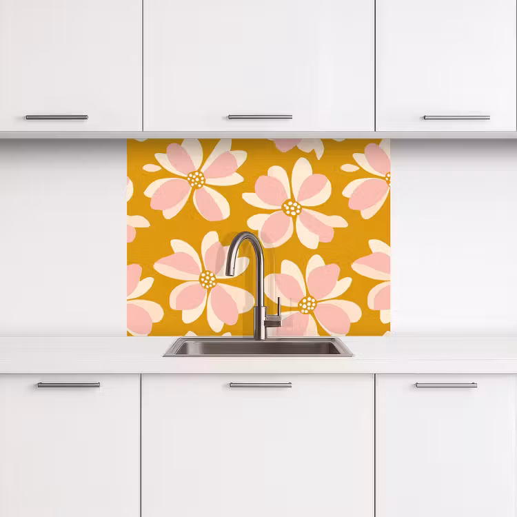 Revestimiento cocina - Vintage - Flores - Amarillo ocre — 3