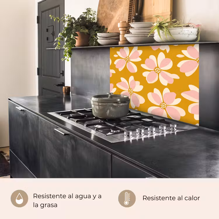 Revestimiento cocina - Vintage - Flores - Amarillo ocre — 4