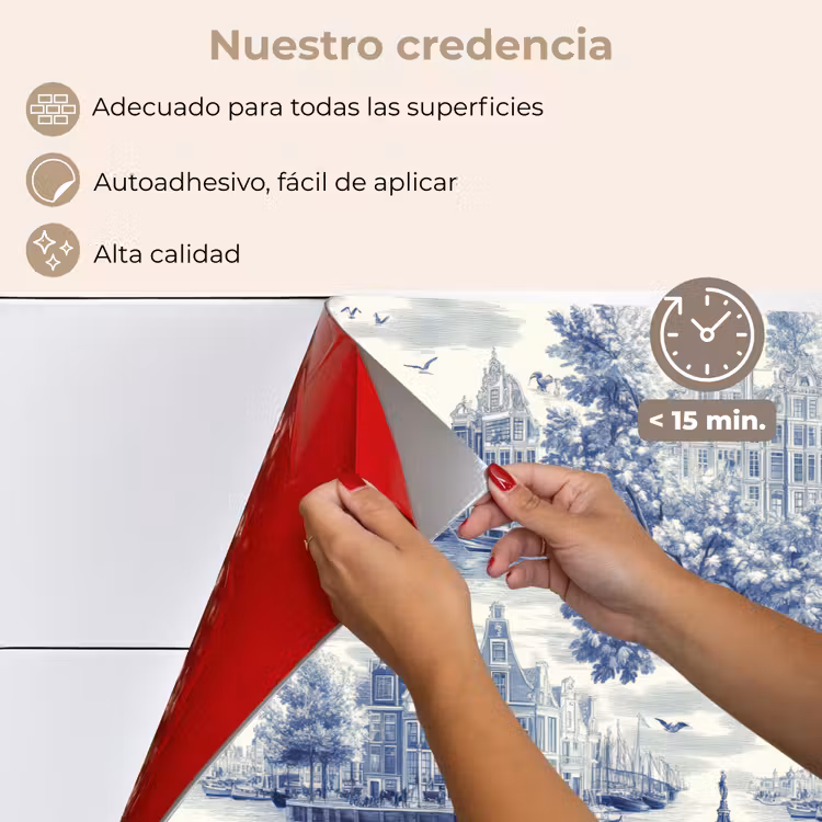 Salpicaderos de cocina - Casas - Árboles - Agua - Pájaros - Azul — 4