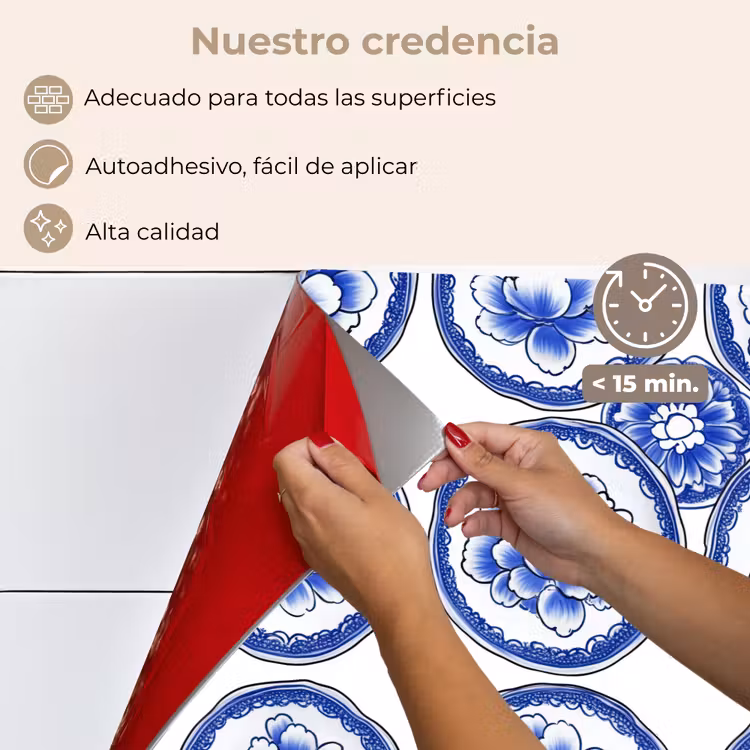 Salpicaderos de cocina - Círculos - Flores - Azul — 4