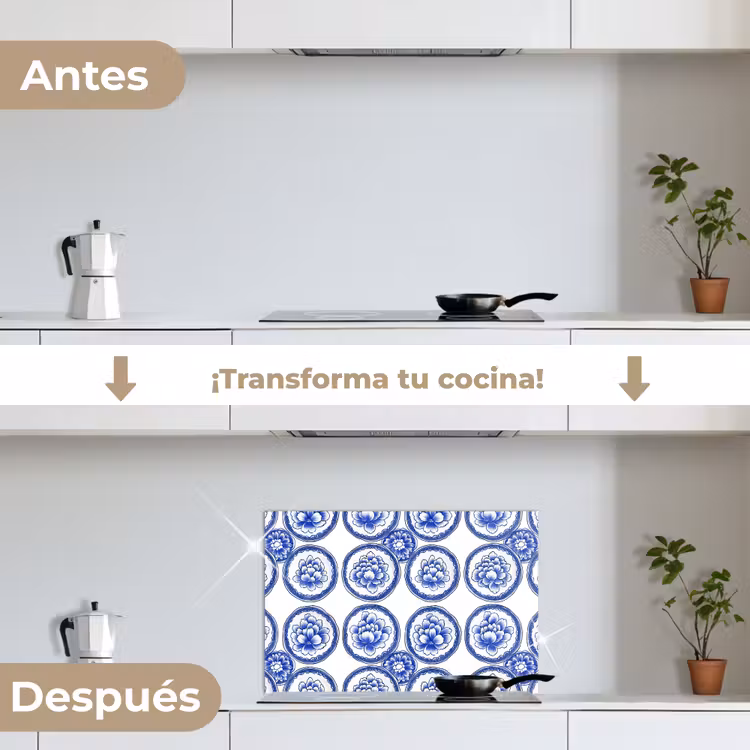 Salpicaderos de cocina - Círculos - Flores - Azul — 7