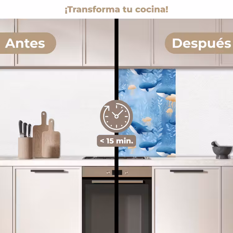 Revestimiento cocina - Ballenas - Océano - Azul — 2