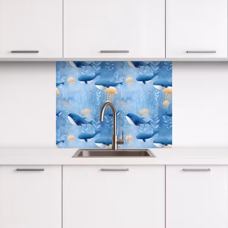 Revestimiento cocina - Ballenas - Océano - Azul — 3