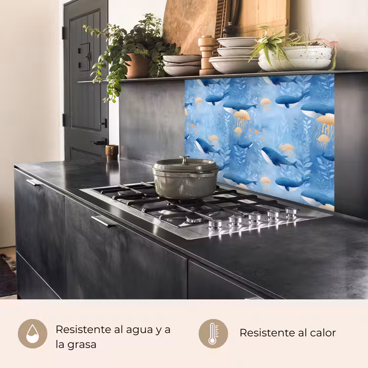 Revestimiento cocina - Ballenas - Océano - Azul — 4