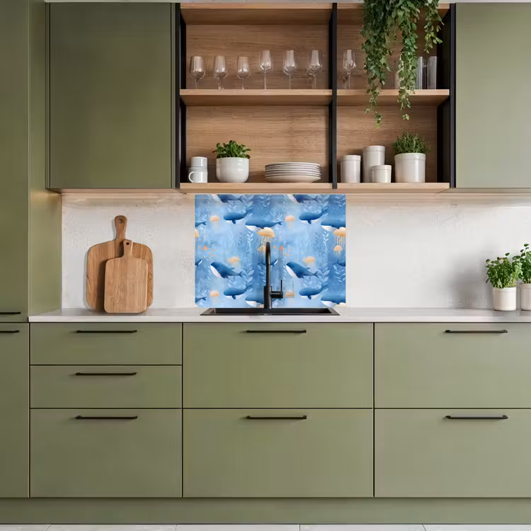 Revestimiento cocina - Ballenas - Océano - Azul — 7