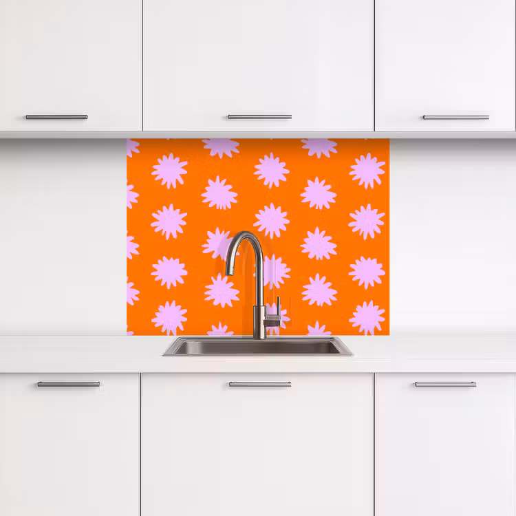 Revestimiento cocina - Retro - Flores - Naranja — 3