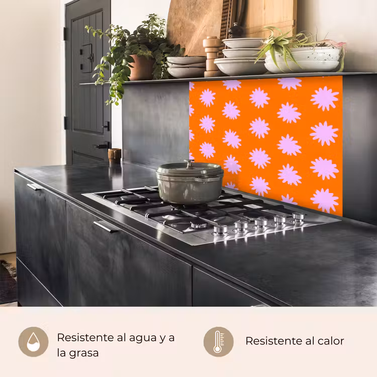Revestimiento cocina - Retro - Flores - Naranja — 4