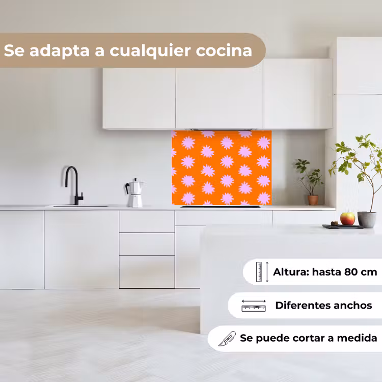 Revestimiento cocina - Retro - Flores - Naranja — 6