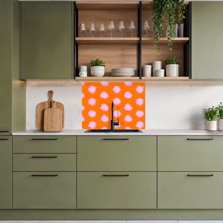 Revestimiento cocina - Retro - Flores - Naranja — 7