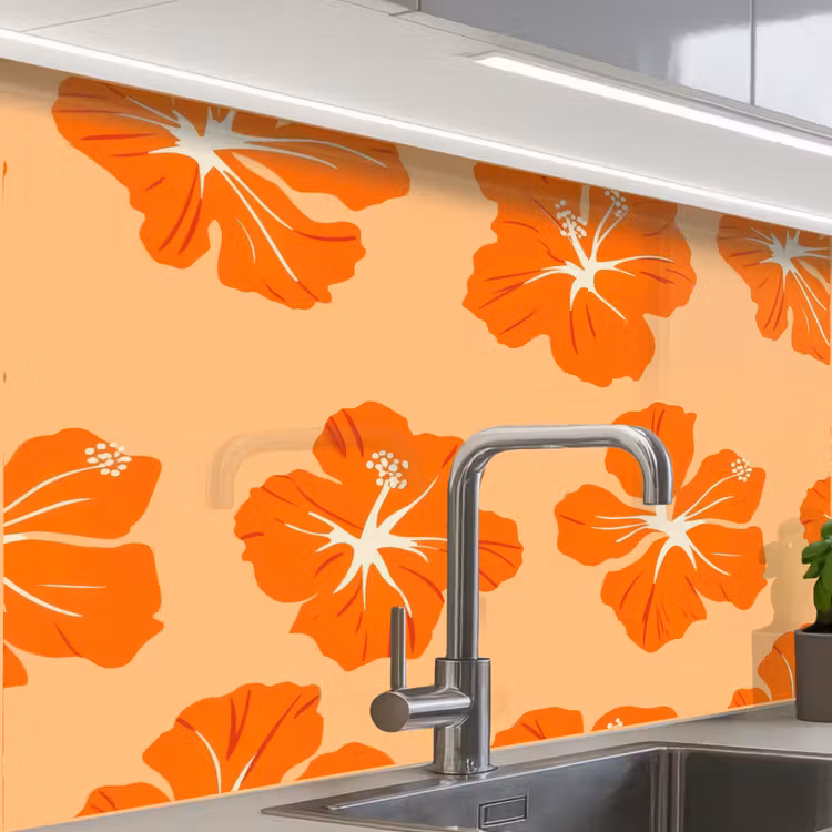 Revestimiento cocina - Tropical - Hibisco - Naranja — 1