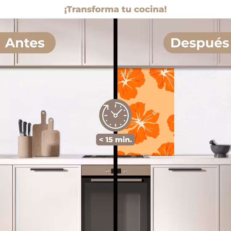 Revestimiento cocina - Tropical - Hibisco - Naranja — 2