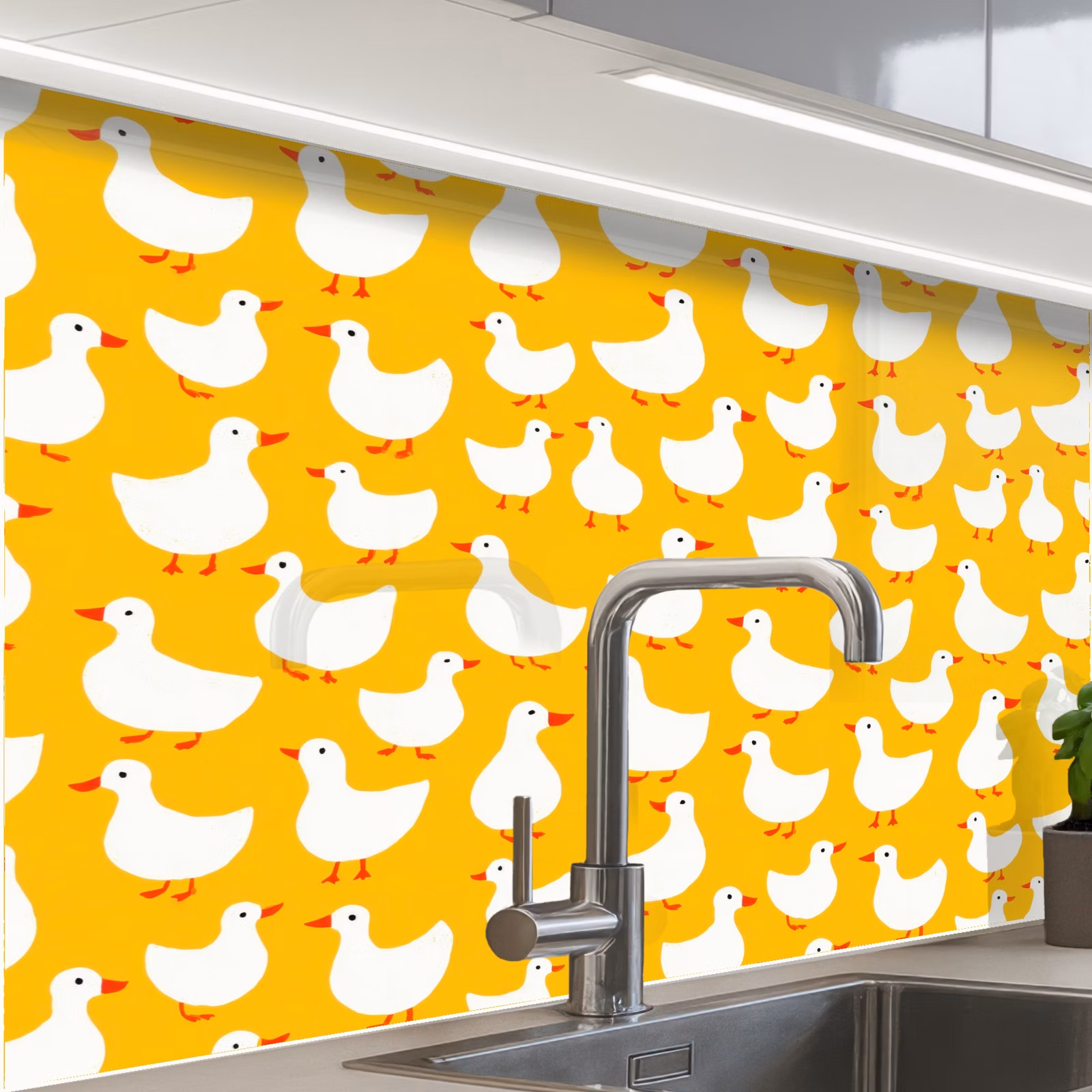 Revestimiento cocina - Patos - Patrón - Amarillo — 1