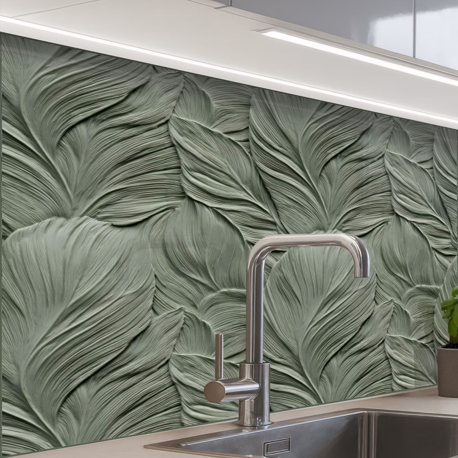 Revestimiento cocina - Hojas - Textura - Verde — 1