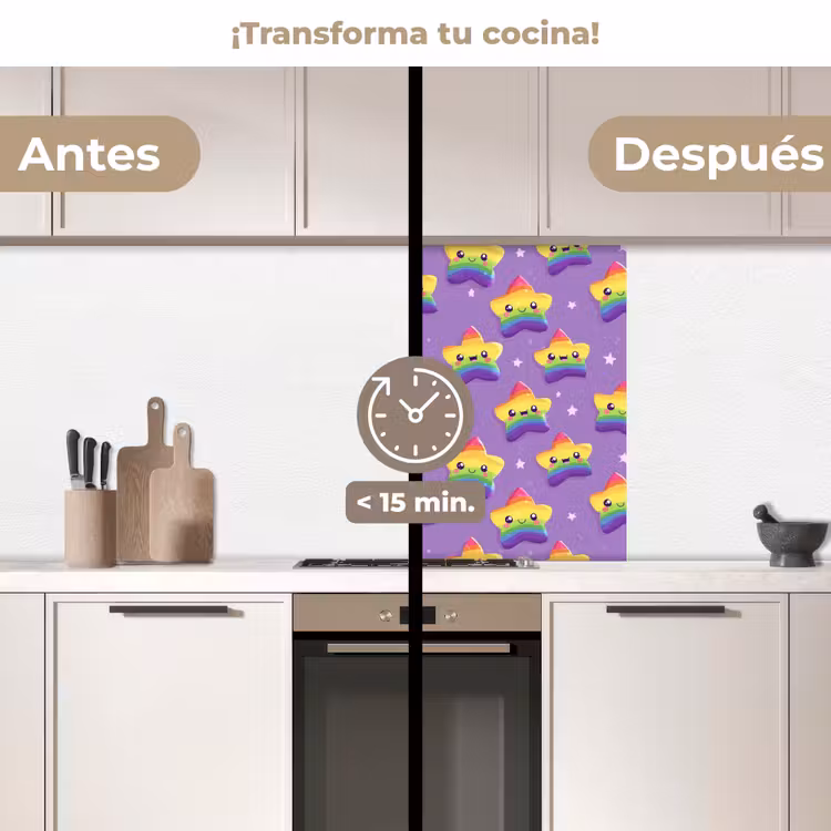 Revestimiento cocina - Estrellas - Arco iris - Morado — 2
