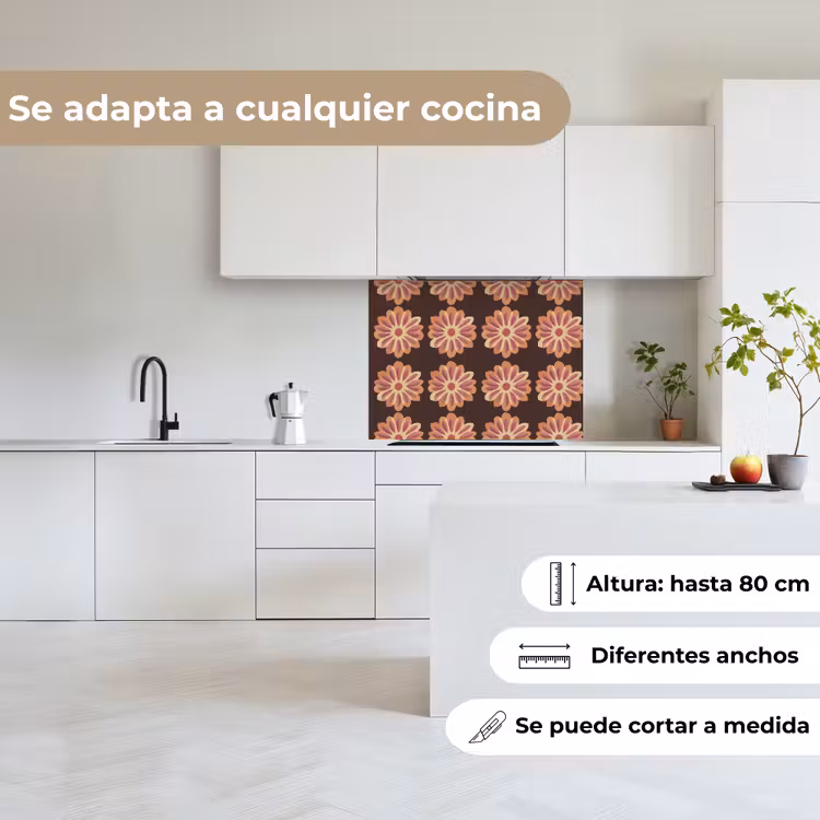 Revestimiento cocina - Flores - Patrón - Marrón — 6