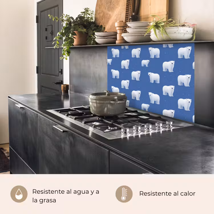 Revestimiento cocina - Oso polar - Patrón - Azul — 4