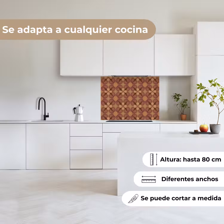 Revestimiento cocina - Retro - Flores - Marrón — 6