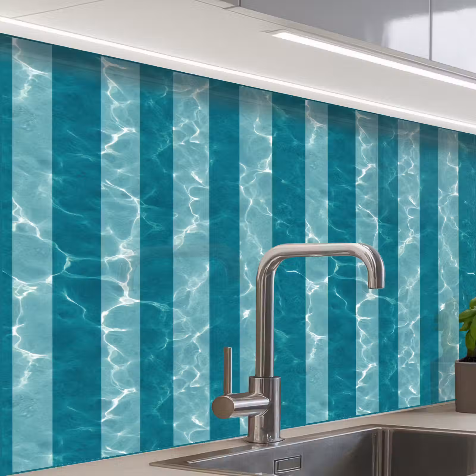 Revestimiento cocina - Piscina - Rayas - Verde — 1
