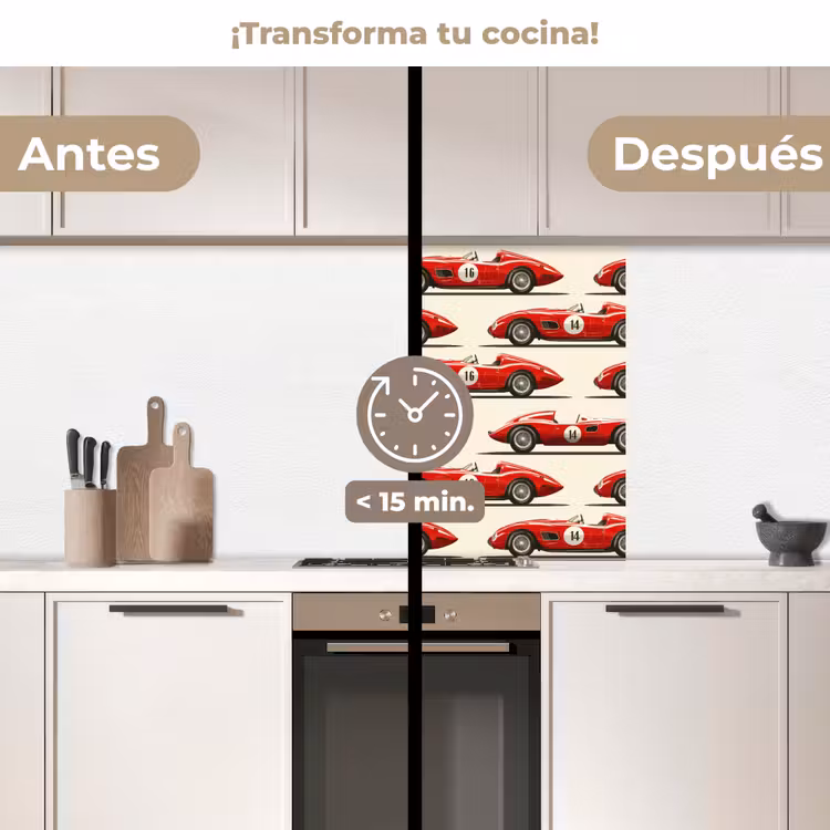 Revestimiento cocina - Coche de carreras - Retro - Rojo — 2