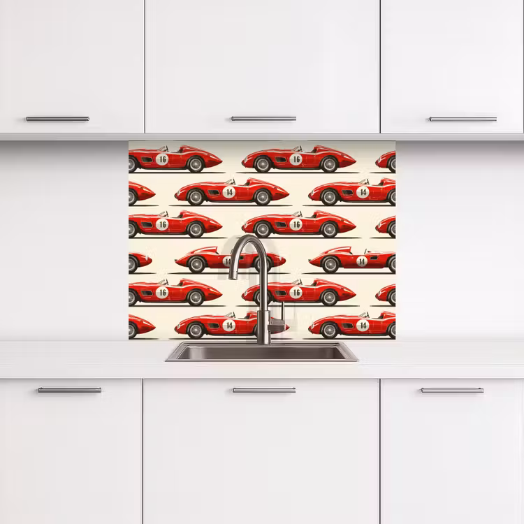 Revestimiento cocina - Coche de carreras - Retro - Rojo — 3
