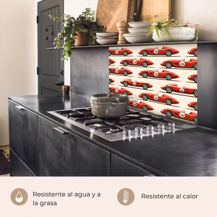 Revestimiento cocina - Coche de carreras - Retro - Rojo — 4