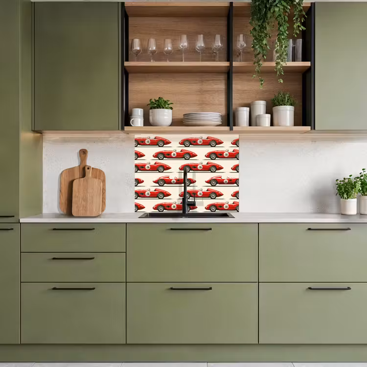 Revestimiento cocina - Coche de carreras - Retro - Rojo — 7