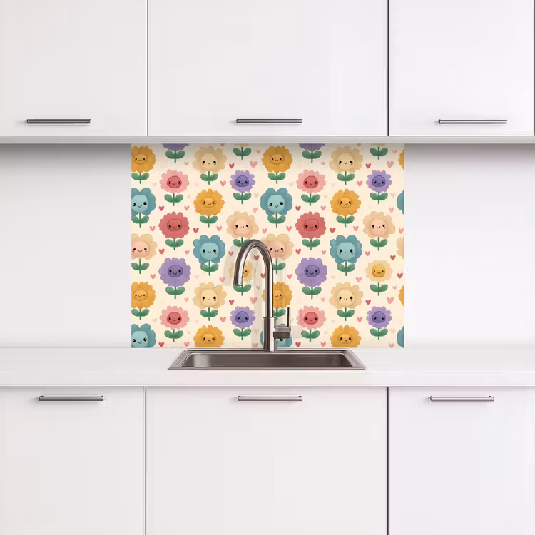 Revestimiento cocina - Flores - Corazones - Colorido — 3