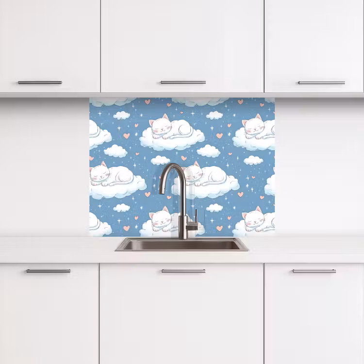 Revestimiento cocina - Gatito - Nubes - Azul — 3