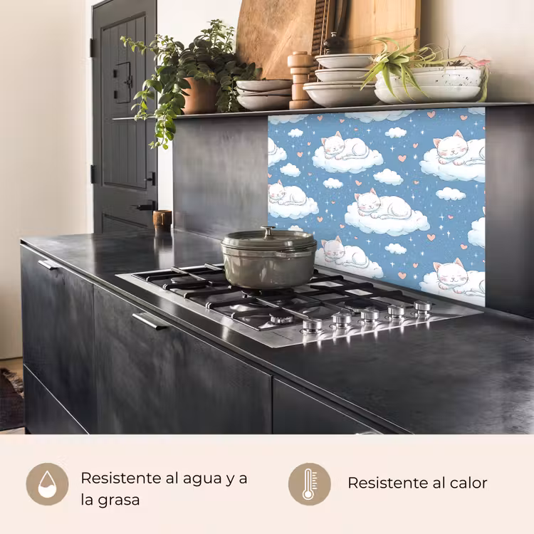 Revestimiento cocina - Gatito - Nubes - Azul — 4