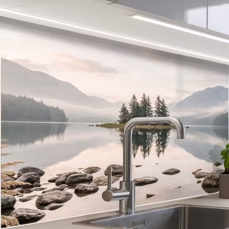 Revestimiento cocina - Lago - Montañas - Paisaje - Verde — 1