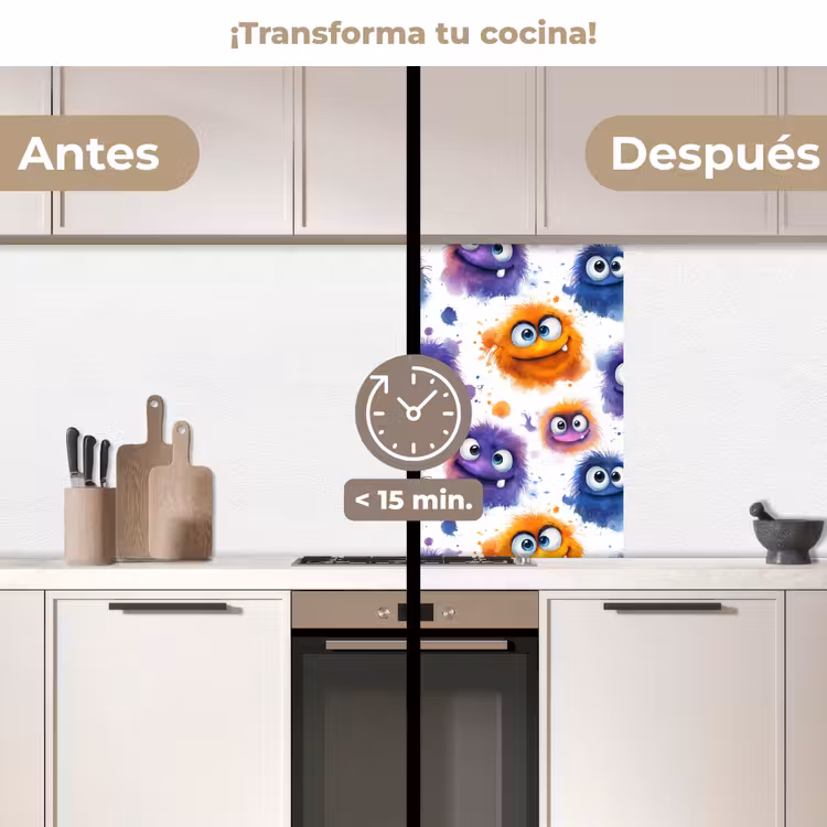 Revestimiento cocina - Monstruos - Acuarela - Colorido — 2