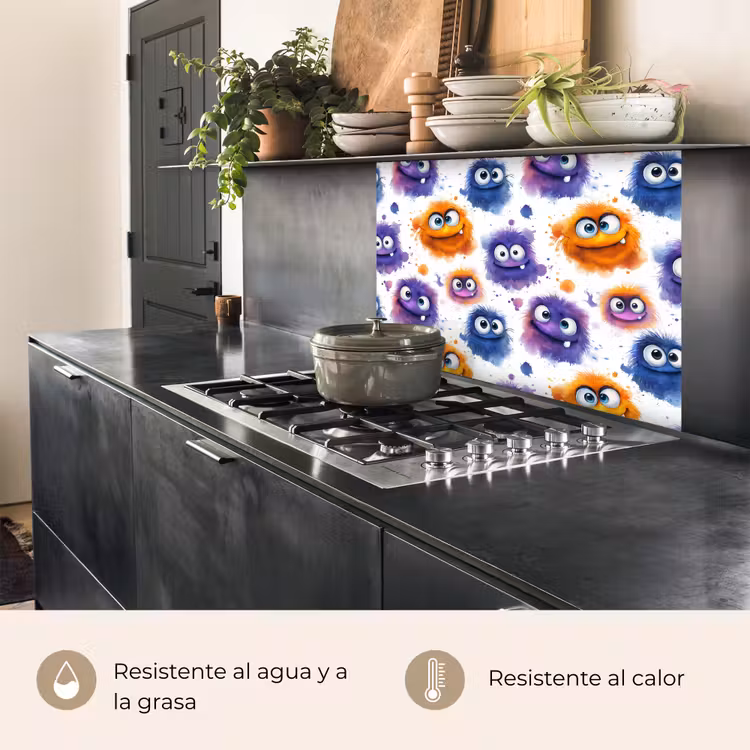 Revestimiento cocina - Monstruos - Acuarela - Colorido — 4