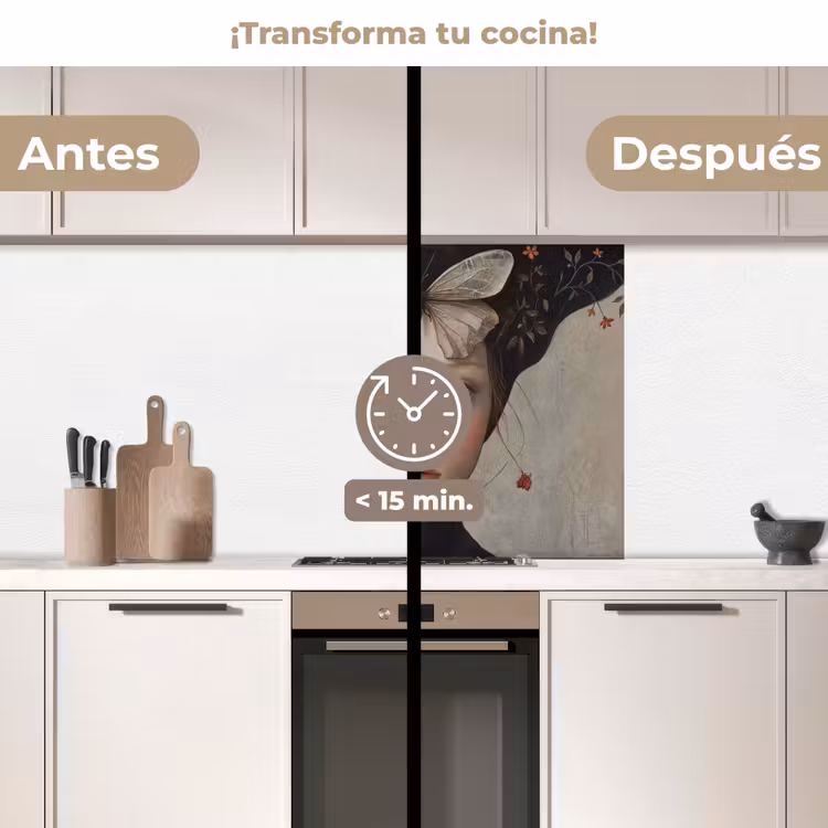 Revestimiento cocina - Mujer - Mariposa - Arte - Clásico - Silenciado — 2