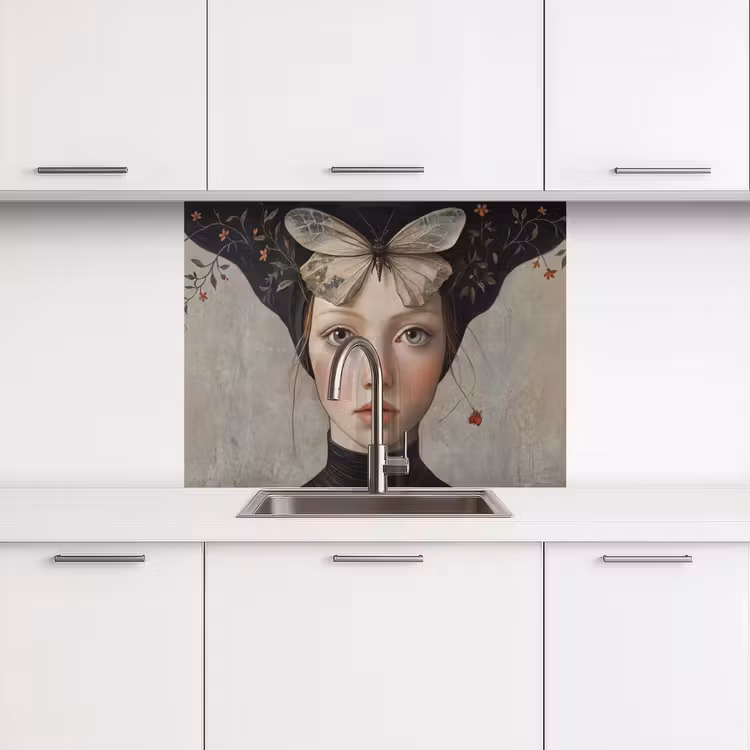 Revestimiento cocina - Mujer - Mariposa - Arte - Clásico - Silenciado — 3