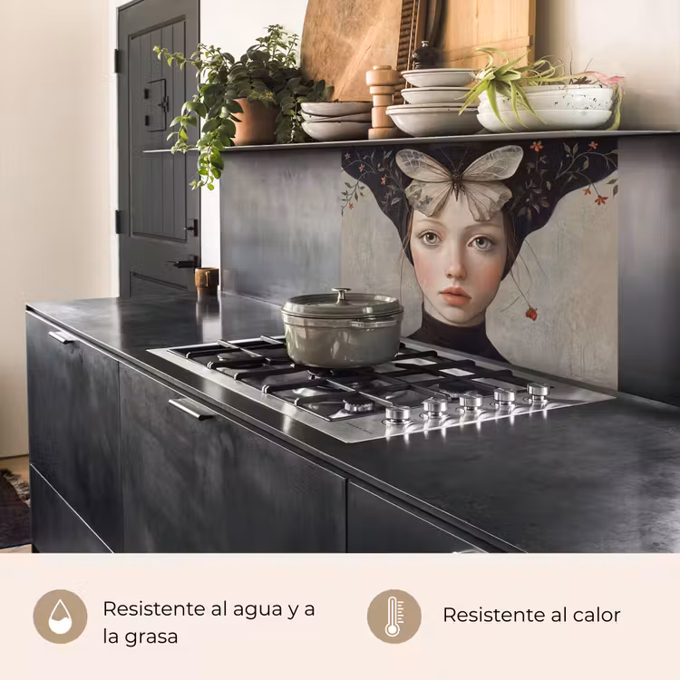 Revestimiento cocina - Mujer - Mariposa - Arte - Clásico - Silenciado — 4