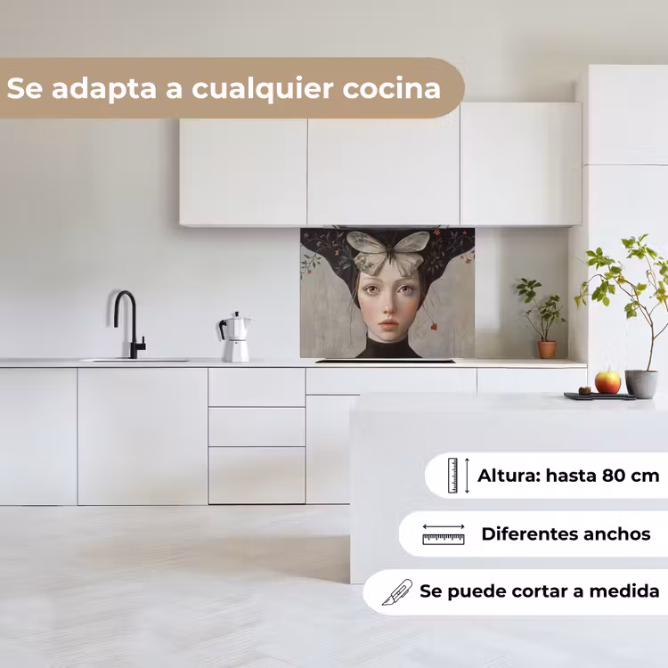 Revestimiento cocina - Mujer - Mariposa - Arte - Clásico - Silenciado — 6