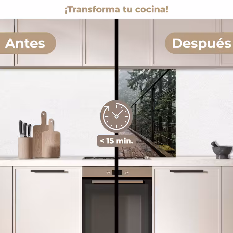 Revestimiento cocina - Puente - Bosque - Niebla - Naturaleza — 2