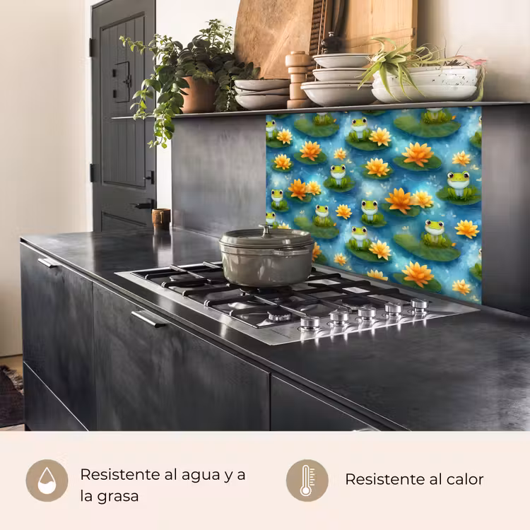 Revestimiento cocina - Rana - Lirios - Verde — 4