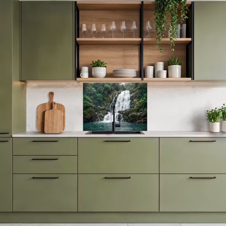 Revestimiento cocina - Cascada - Bosque - Naturaleza - Greenkhgyguyg — 7