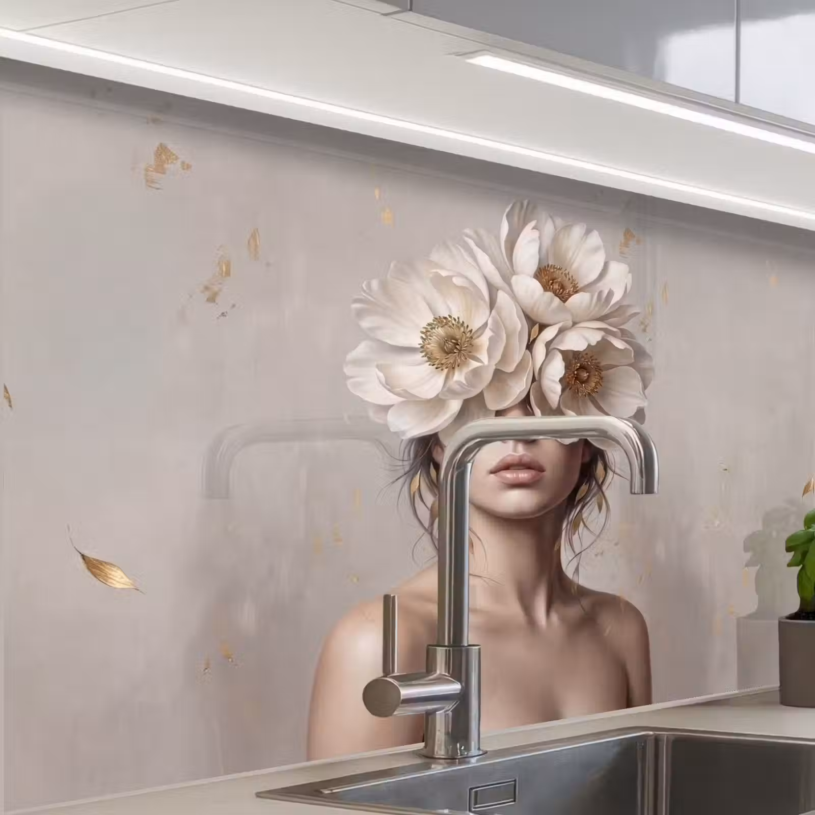 Revestimiento cocina - Mujer - Peonía - Blanco — 1