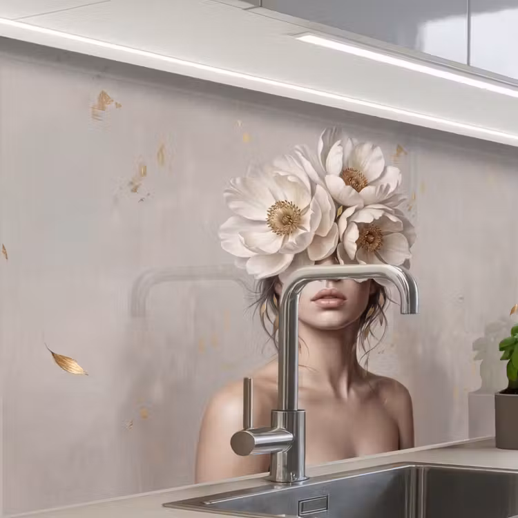 Revestimiento cocina - Mujer - Peonía - Blanco — 1
